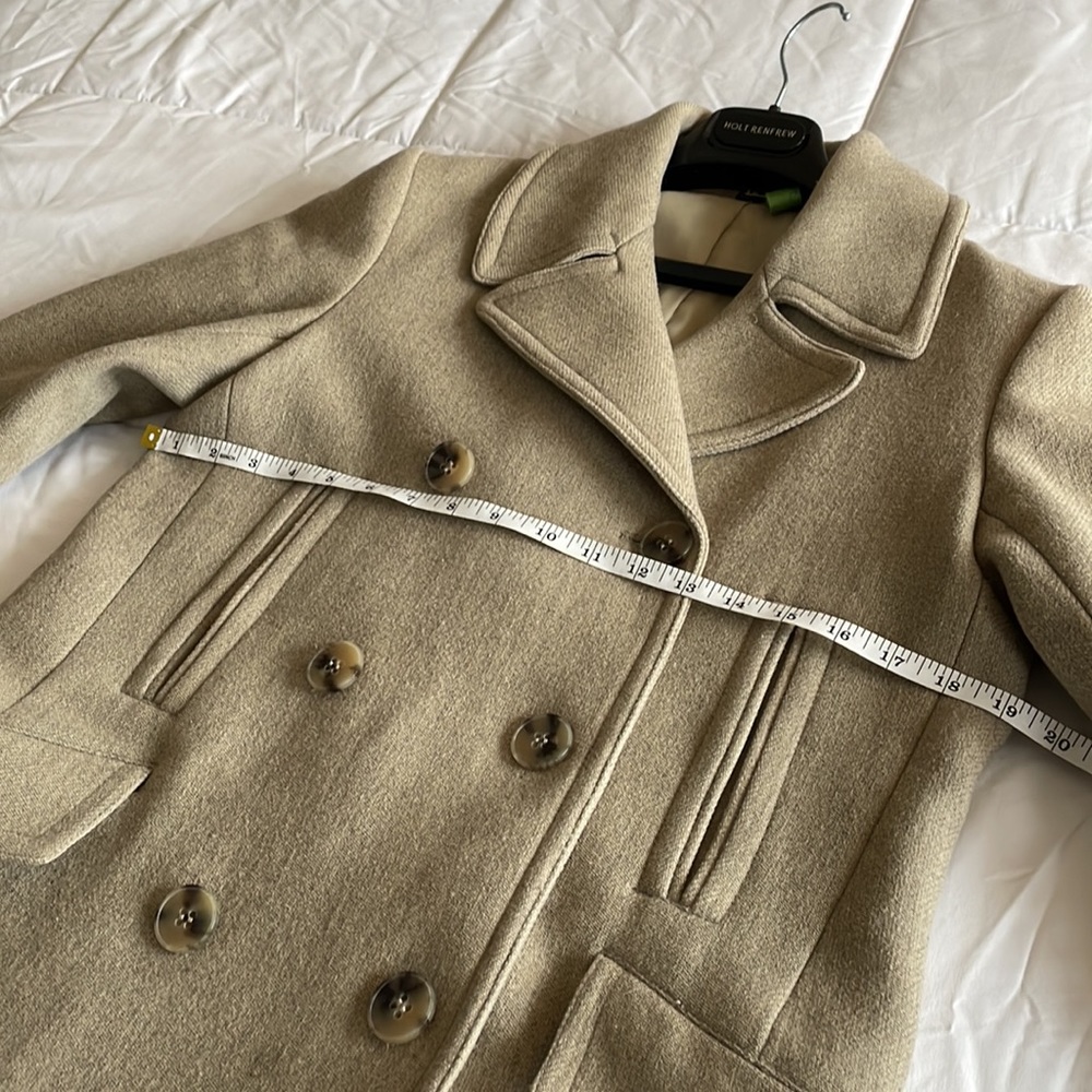 Theory Women's Light Gray Wool Blend Double-Breasted Pea Coat - Picture 8 of 15